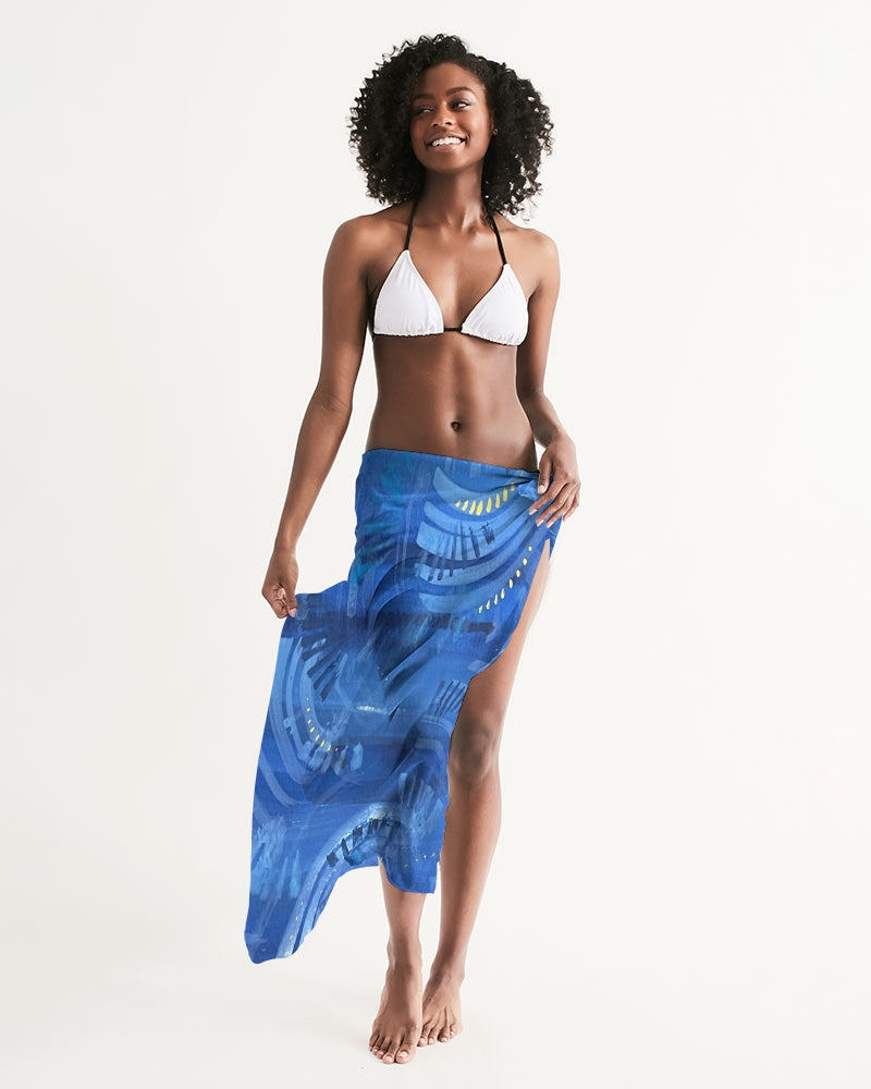 blue All-Over Print Swim Cover Up