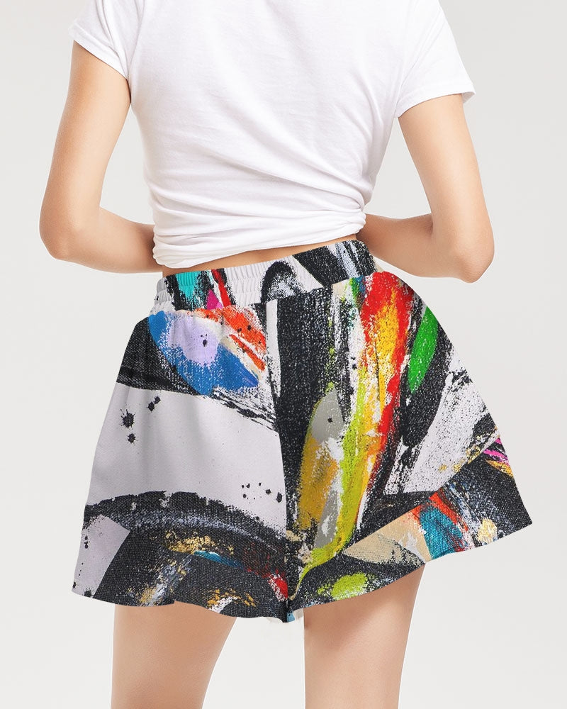 O P T I M I S T I C Women's All-Over Print Ruffle Shorts