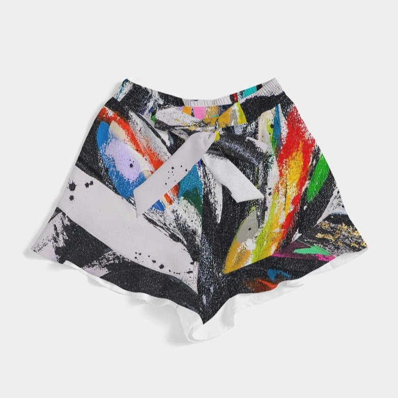 O P T I M I S T I C Women's All-Over Print Ruffle Shorts