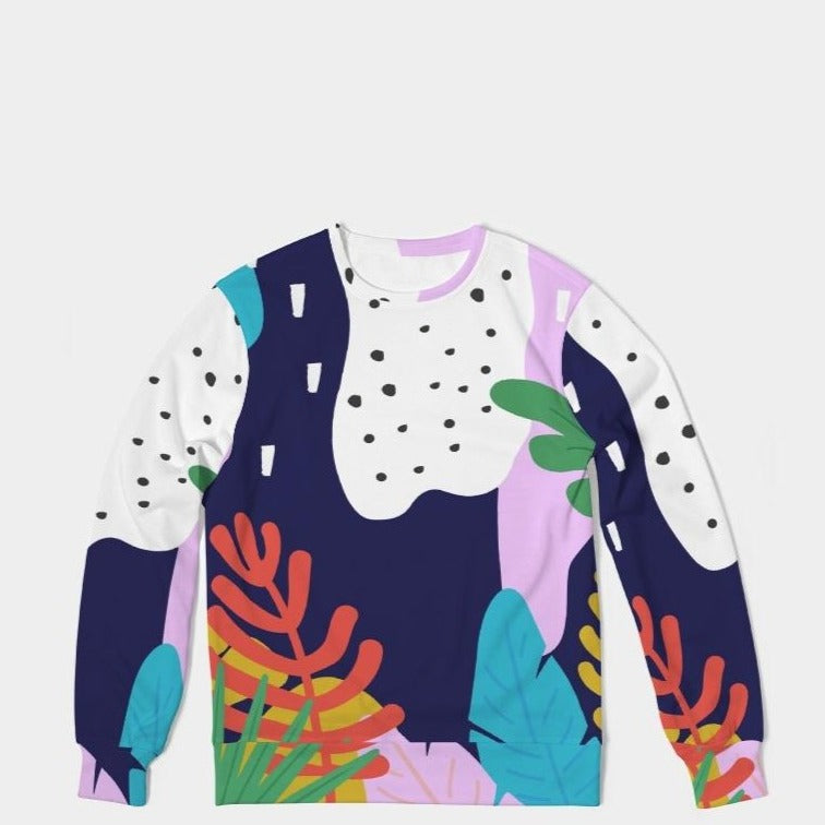 Pop Floral Classic French Terry Crewneck Pullover - ComfiArt