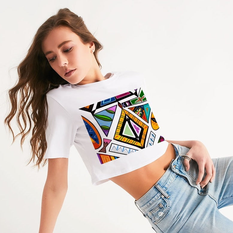 Ndebele -White Women's Cropped Tee