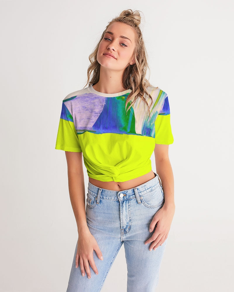 Neon Me Women's Twist-Front Cropped Tee