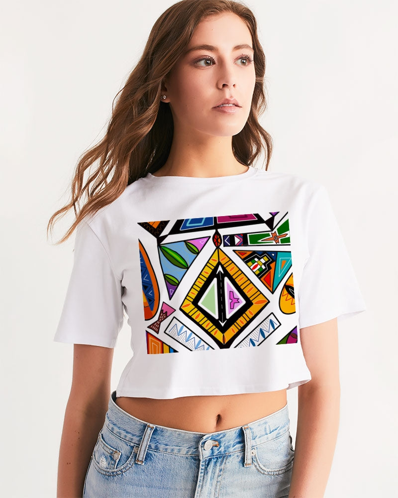 Ndebele -White Women's Cropped Tee