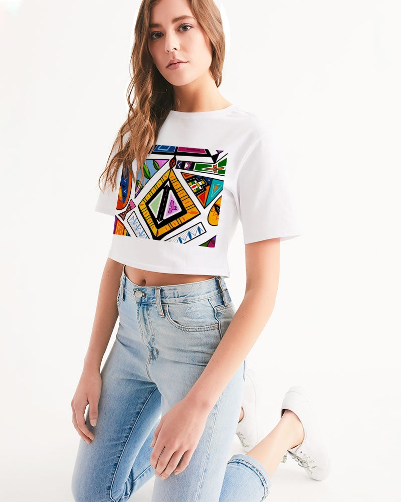 Ndebele -White Women's Cropped Tee