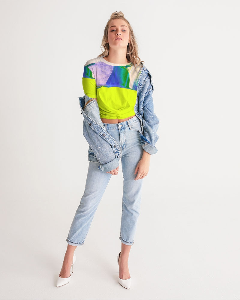 Neon Me Women's Twist-Front Cropped Tee