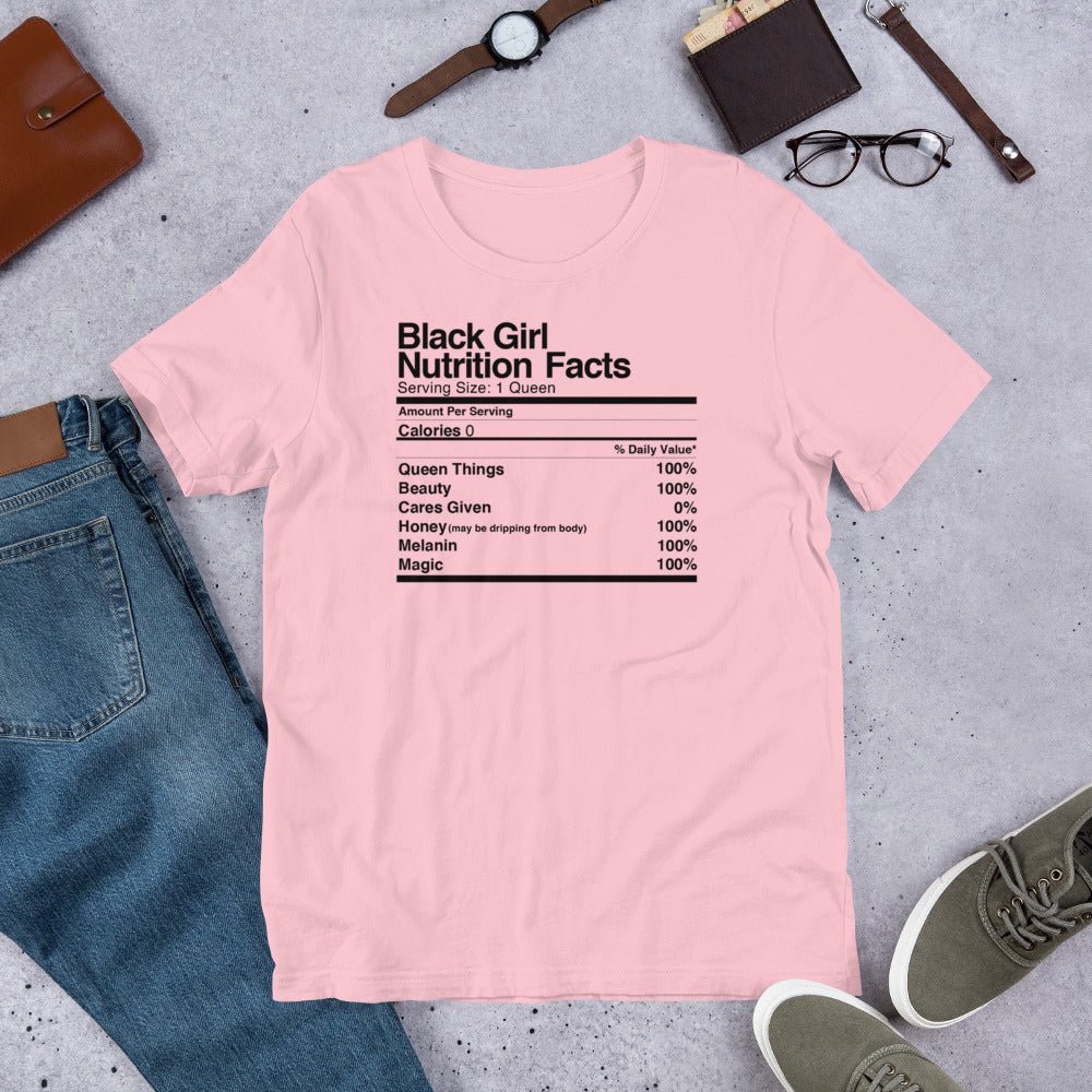 Black Girl Nutrition Facts T-Shirt - ComfiArt