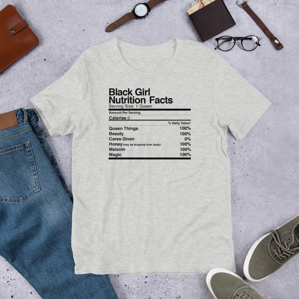 Black Girl Nutrition Facts T-Shirt - ComfiArt