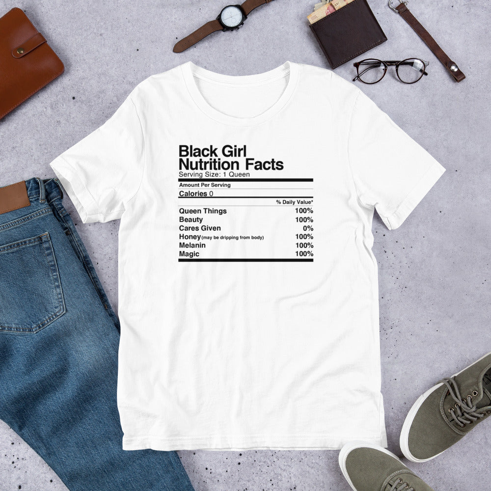 Black Girl Nutrition Facts T-Shirt - ComfiArt