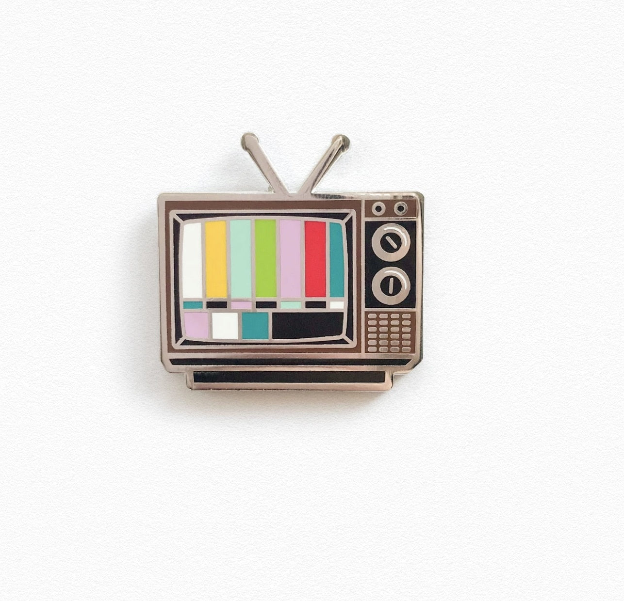 Multicolor Retro TV Rainbow Bars Lapel Pin. - ComfiArt